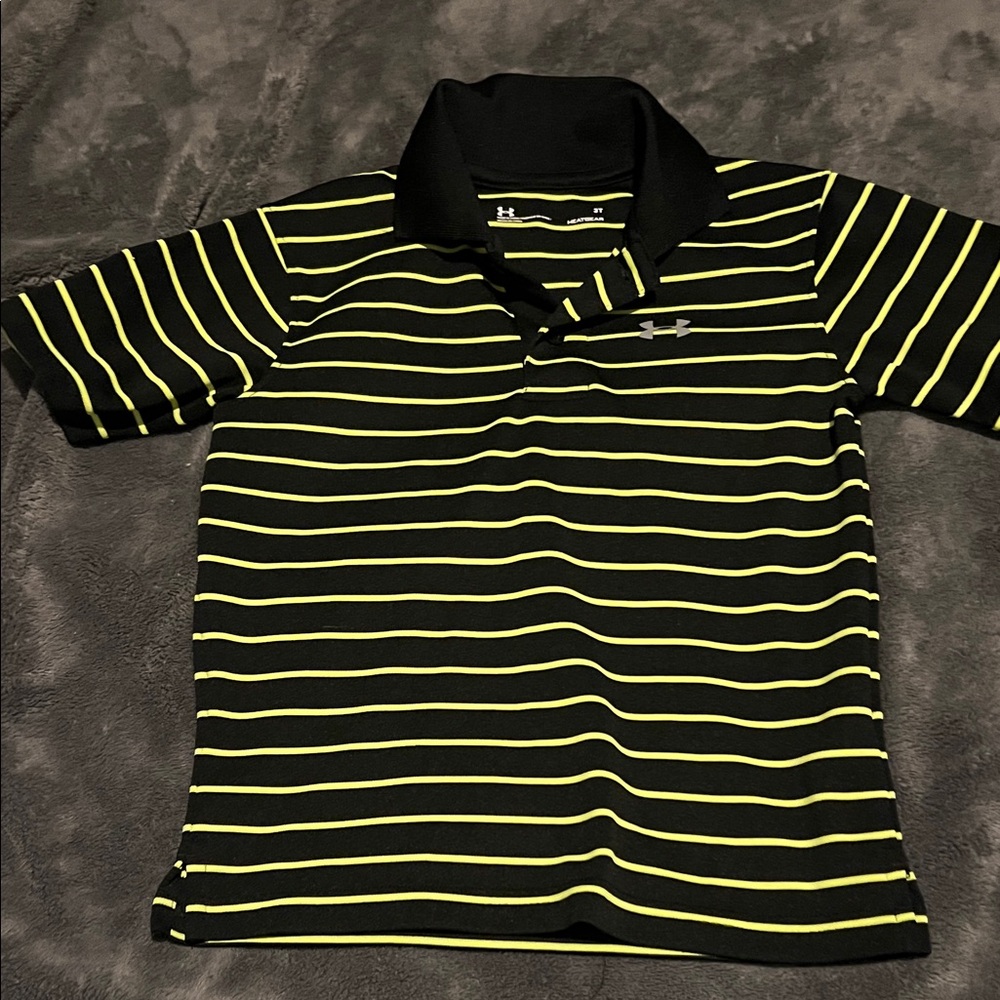 Under Armour Kids Polo with Black and Yellow Stripes